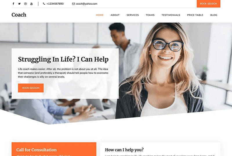 Bootstrap Coach WordPress Theme for Coaches