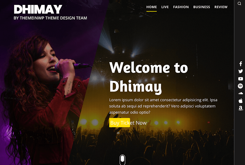 Dhimay WordPress Theme For Musicians