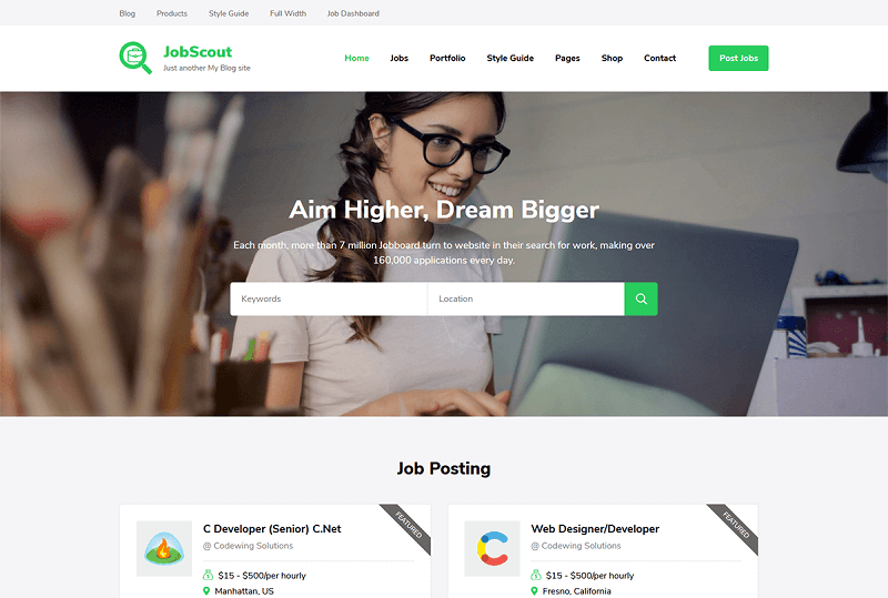 JobScout Job Portal WordPress Theme