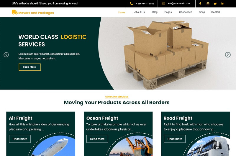 Movers and Packers Logistics WordPress Theme