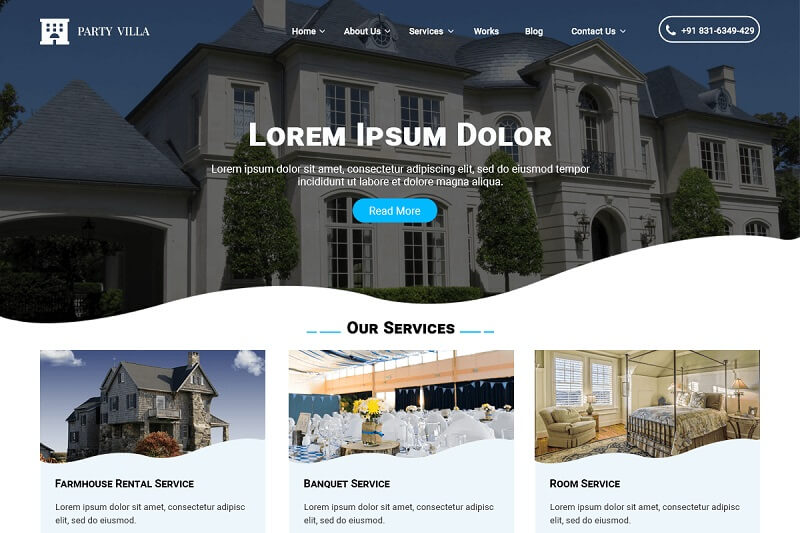 Party Villa WordPress Theme for Resorts