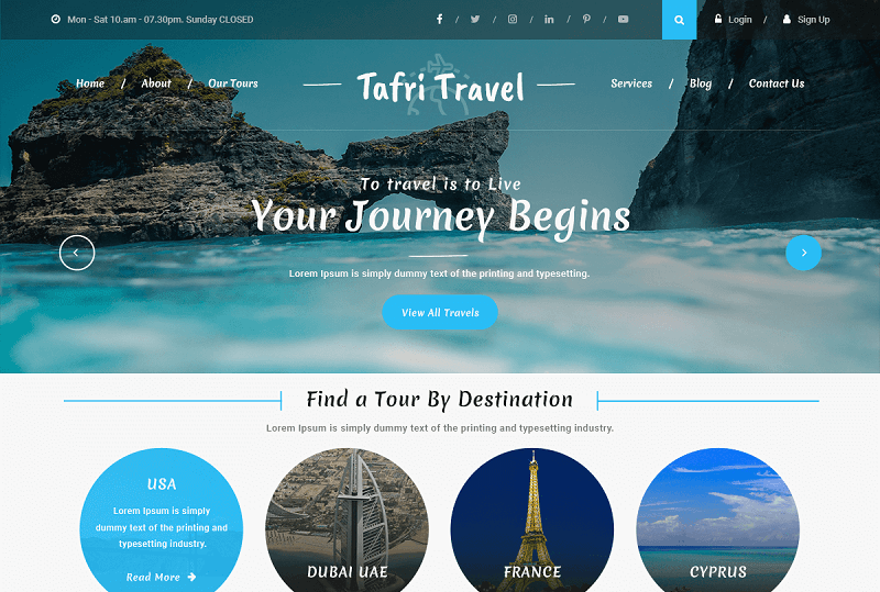 Tafri Travel Booking WordPress Theme