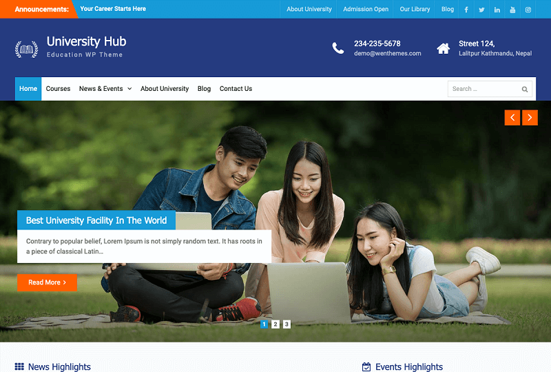 WordPress Themes for Universities