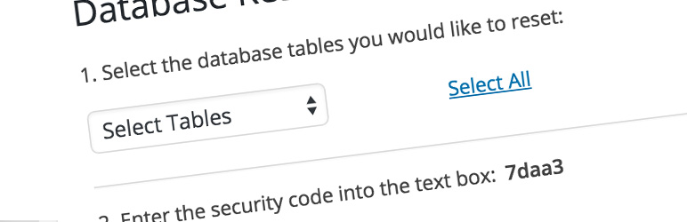 Database Reset WordPress Plugin