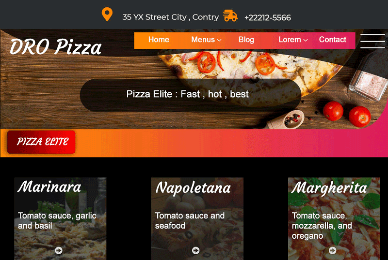 Dro Pizza WordPress Theme