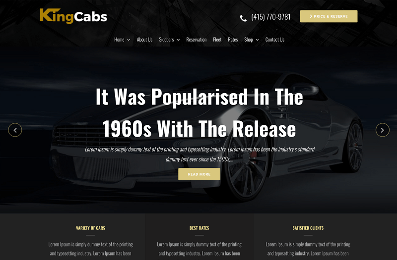 Kingcabs WordPress Taxi Booking Theme