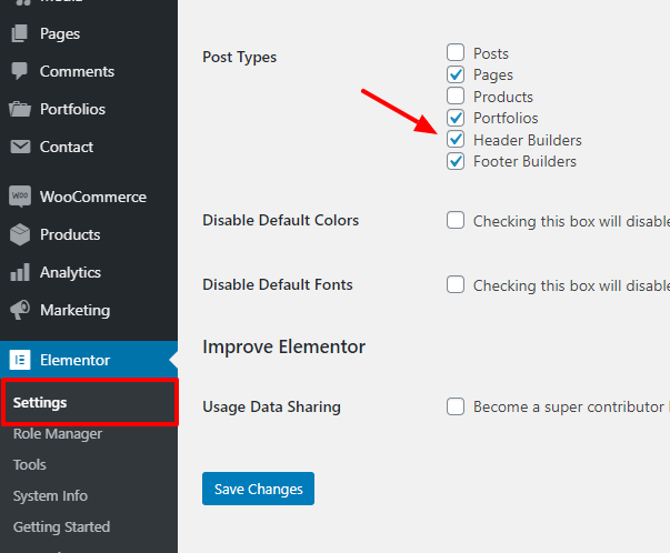 Elementor for Header Builder