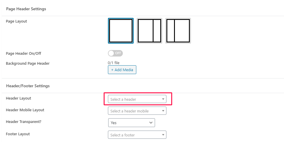 Footer selection