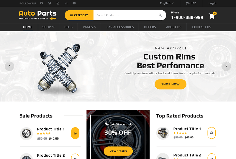 Auto Parts Garage WordPress Theme