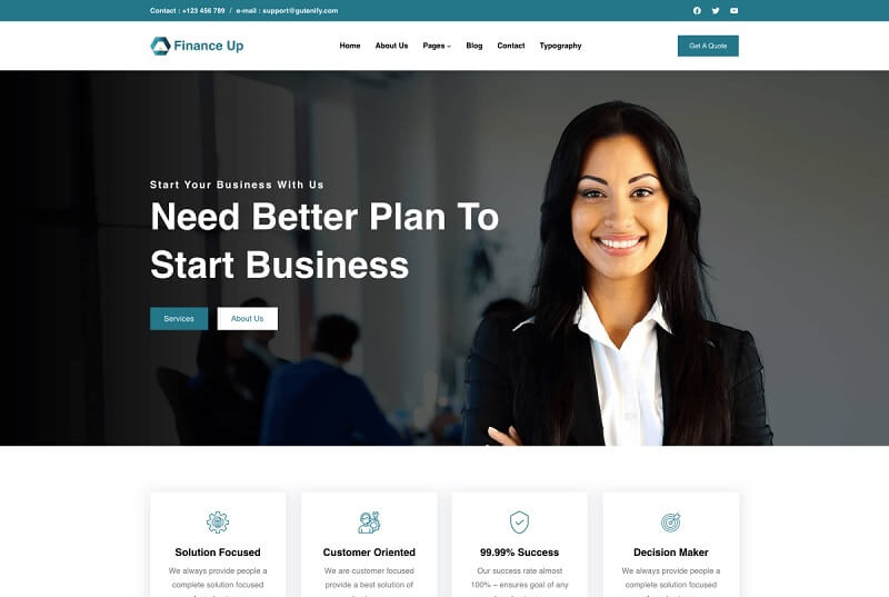 Gutenify Finance WordPress Theme