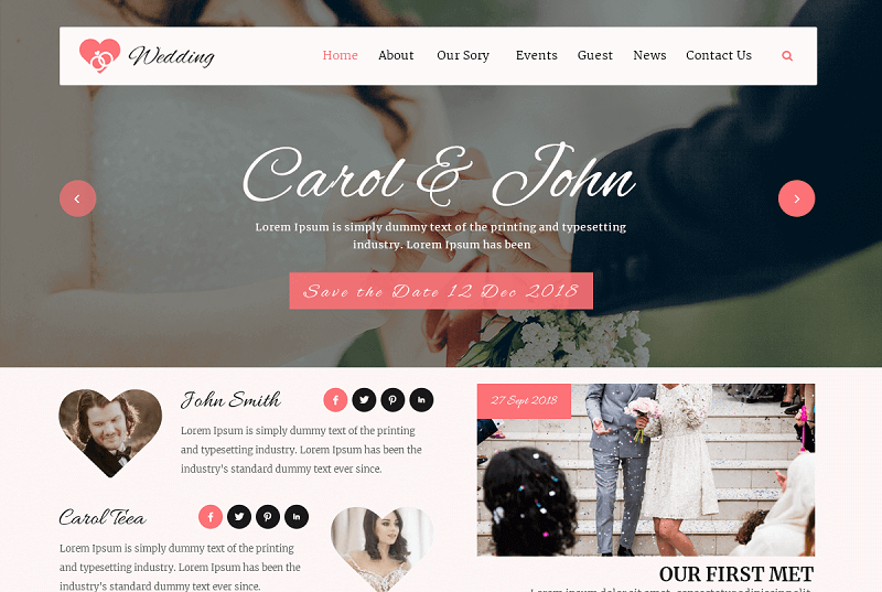 VW Wedding Photography WordPress theme