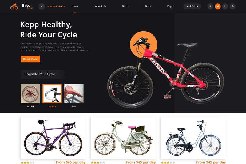 Bike Rental Shop WordPress Theme