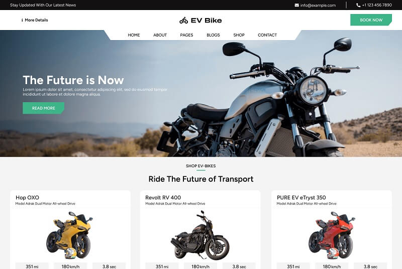 EV Bike Shop WordPress Theme