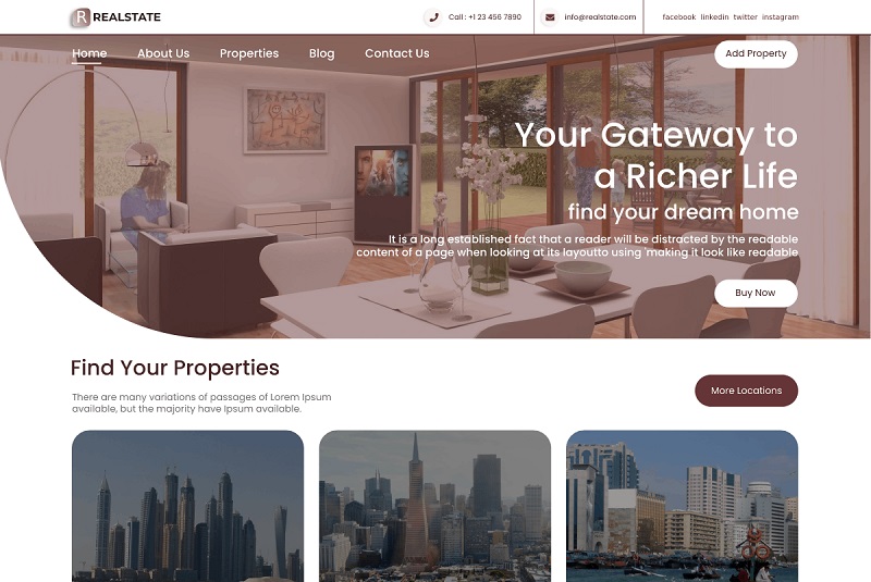 Real Esatate Property Rental WordPress Theme