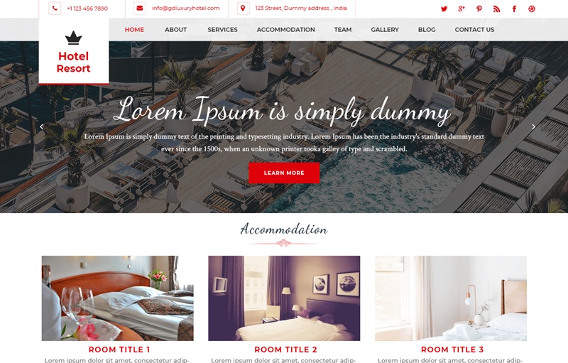 Hotel Resort WordPress Theme for Ski Business