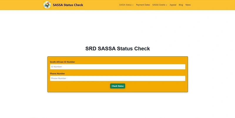 SASSA status check interface showing application progress, payment details, and eligibility status for grant recipients.